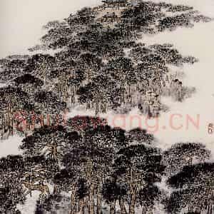 钱松岩《鉴真和尚纪念堂》国画山水作品图片鉴赏