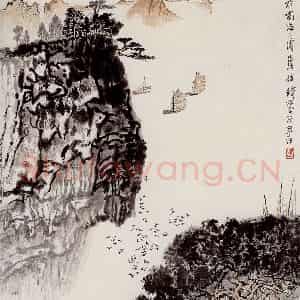 钱松岩《南海之滨》国画山水作品图片鉴赏