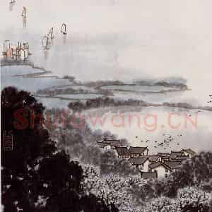 宋文治《江南三月》国画山水作品图片鉴赏