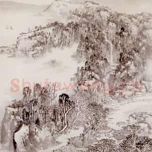 宋文治《青山自云图》国画山水作品图片鉴赏