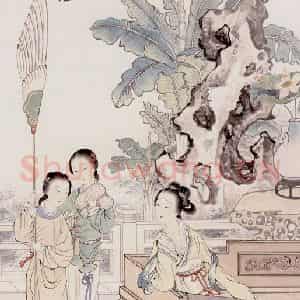 谢之光《落琴待月》国画人物作品图片鉴赏