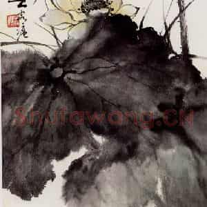 黄幻吾《荷花蜻蜒》国画花鸟作品图片鉴赏