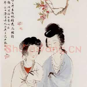 吴青霞《双美图》国画人物作品图片鉴赏