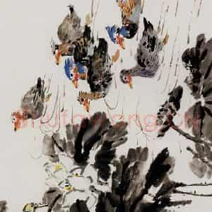 许鸿宾《鸳鸯荷花》国画花鸟作品图片鉴赏