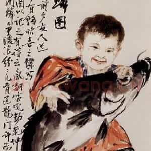 许鸿宾《申琳握麟图》国画人物作品图片鉴赏