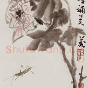 许鸿宾《芙蓉草虫》国画花鸟作品图片鉴赏