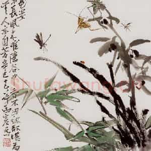 许鸿宾《婀娜花姿碧叶长》国画花鸟作品图片鉴赏
