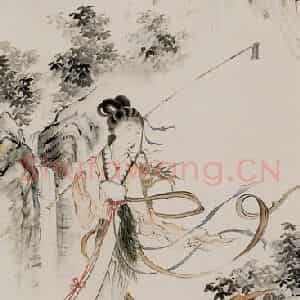 许鸿宾《麻姑仙植》国画人物作品图片鉴赏