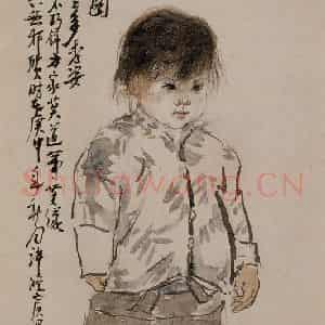 许鸿宾《金发女娃图》国画人物作品图片鉴赏