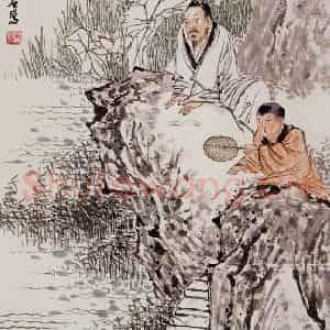 许鸿宾《万点萤光》国画人物作品图片鉴赏