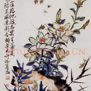 许鸿宾《素花偏可喜》国画花鸟作品图片鉴赏