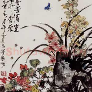 许鸿宾《馨芳满室》国画花鸟作品图片鉴赏