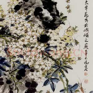 许鸿宾《太平兆吉祥》国画花鸟作品图片鉴赏