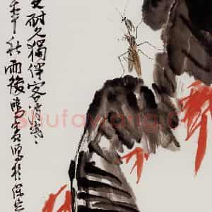 许鸿宾《芭蕉草虫》国画花鸟作品图片鉴赏