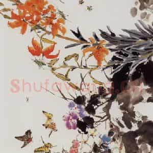 许鸿宾《山丹最晚出云林》国画花鸟作品图片鉴赏