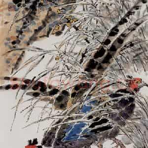 许鸿宾《临风鲜羽》国画花鸟作品图片鉴赏