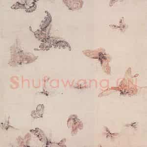 元代 无款《百蝶图页》国画花鸟作品图片鉴赏