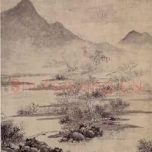 明代 沈周《水乡泛舟图辊》国画山水作品图片鉴赏