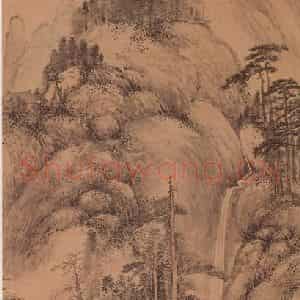明代 盛茂烨《松下观瀑图轴(附局部图)》国画山水作品图片鉴赏
