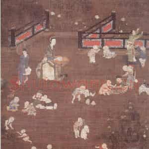 明代 无款《婴戏图轴(二帧)》国画人物作品图片鉴赏