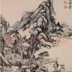 王原祁《仿古山水册》国画山水作品图片鉴赏