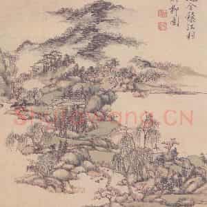 王原祁《仿古山水册》国画山水作品图片鉴赏