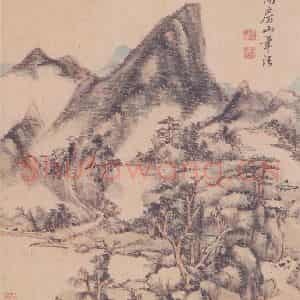 王原祁《仿古山水册》国画山水作品图片鉴赏