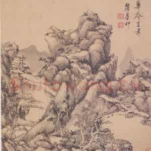 王原祁《仿古山水册》国画山水作品图片鉴赏