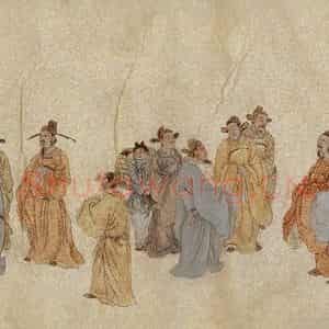 徐燕孙《唐弘文馆十八学士图》国画人物作品图片鉴赏