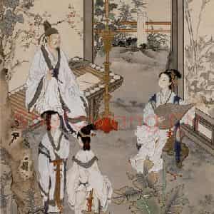 徐燕孙《邮亭题诗》国画人物作品图片鉴赏