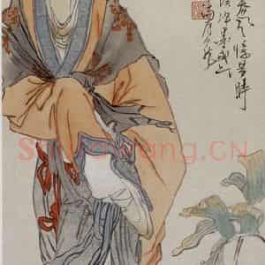 徐燕孙《芭蕉仕女》国画人物作品图片鉴赏