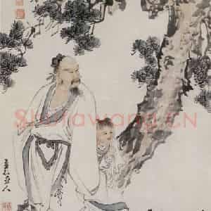 1935年 徐燕孙《松惧犹存》国画人物作品图片鉴赏