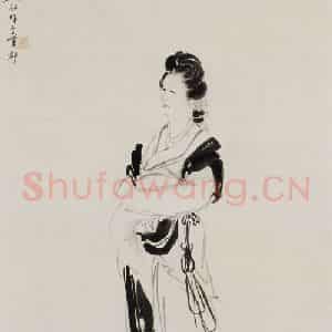 1954年 徐燕孙《线描仕女》国画人物作品图片鉴赏
