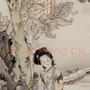 徐燕孙《桐阴吹箫》国画人物作品图片鉴赏