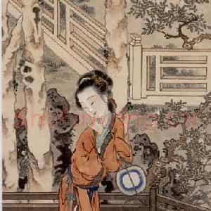 徐燕孙《秋思》国画人物作品图片鉴赏