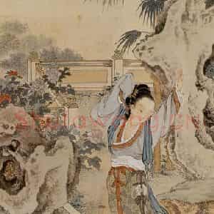 徐燕孙《春睡才醒》国画人物作品图片鉴赏