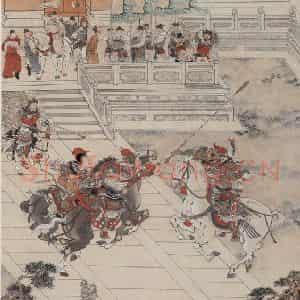 徐燕孙《敬德夺槊》国画人物作品图片鉴赏
