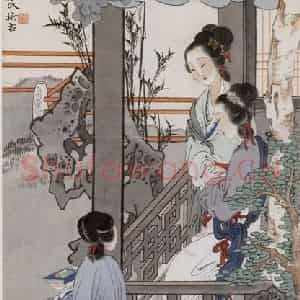 徐燕孙《桐阴仕女》国画人物作品图片鉴赏