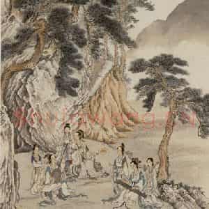 徐燕孙《瑶岛仙踪》国画人物作品图片鉴赏