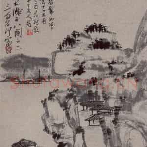 1922年 齐白石《访石涛山水》国画山水作品图片鉴赏