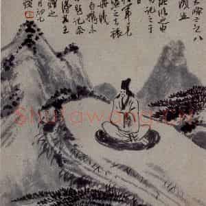 1922年 齐白石《访石涛山水》国画山水作品图片鉴赏