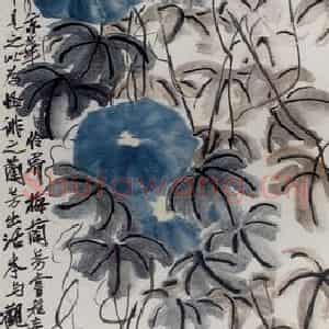 1922年 齐白石《牵牛花》国画花鸟作品图片鉴赏