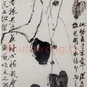 1922年 齐白石《刺藤图》国画花鸟作品图片鉴赏