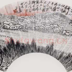 1923年 齐白石《万户人家》国画山水作品图片鉴赏