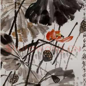 1923年 齐白石《秋荷图》国画花鸟作品图片鉴赏