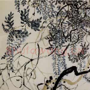 1923年 齐白石《藤萝》国画花鸟作品图片鉴赏