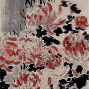 1923年 齐白石《菊石图》国画花鸟作品图片鉴赏