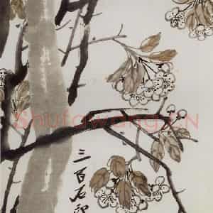 约20年代初期 齐白石《海棠》国画花鸟作品图片鉴赏