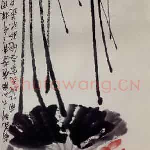 约20年代初期 齐白石《荷花》国画花鸟作品图片鉴赏