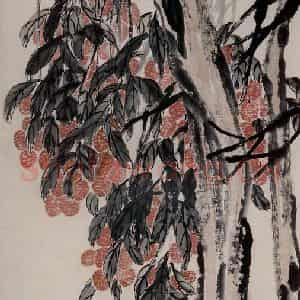 约20年代初期 齐白石《荔枝天牛》国画花鸟作品图片鉴赏